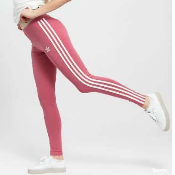 Adidas Originals 3 strips leggings in trace maroon - Picture 2 of 6